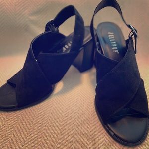 Chunky heels with ankle strap